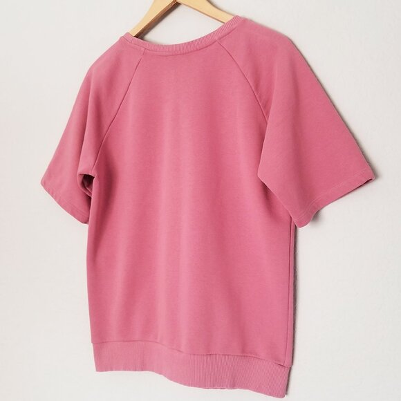 Armani Exchange Short Sleeve Crewneck Sweatshirt M Snap Button Side Pink Lounge - Picture 4 of 13